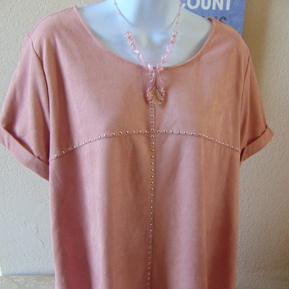 Rae Republic Dusty Rose Suede Look Blouse Size  XL - Picture 2 of 8